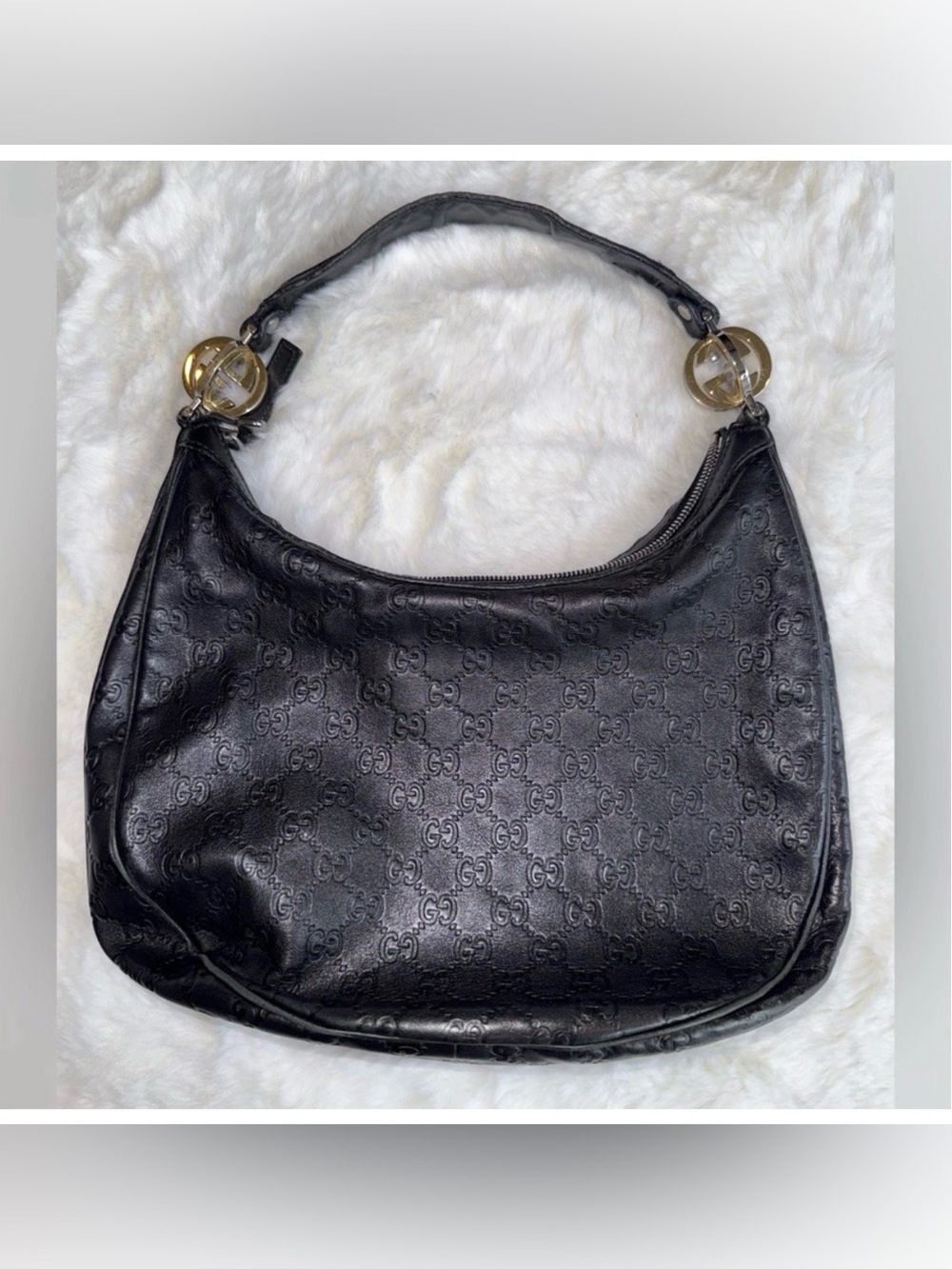 Gucci Black Embossed Leather GG Twins Hobo Bag - Picture 6 of 16